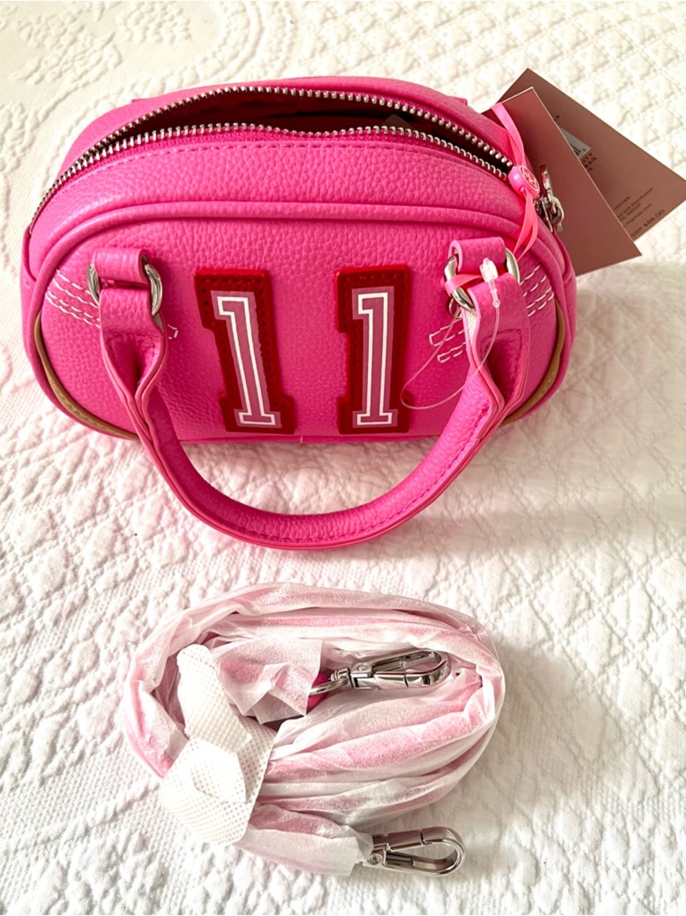 NWT PH PARIS VARSITY MINI BOWLER BAG IN PINK - Picture 14 of 16
